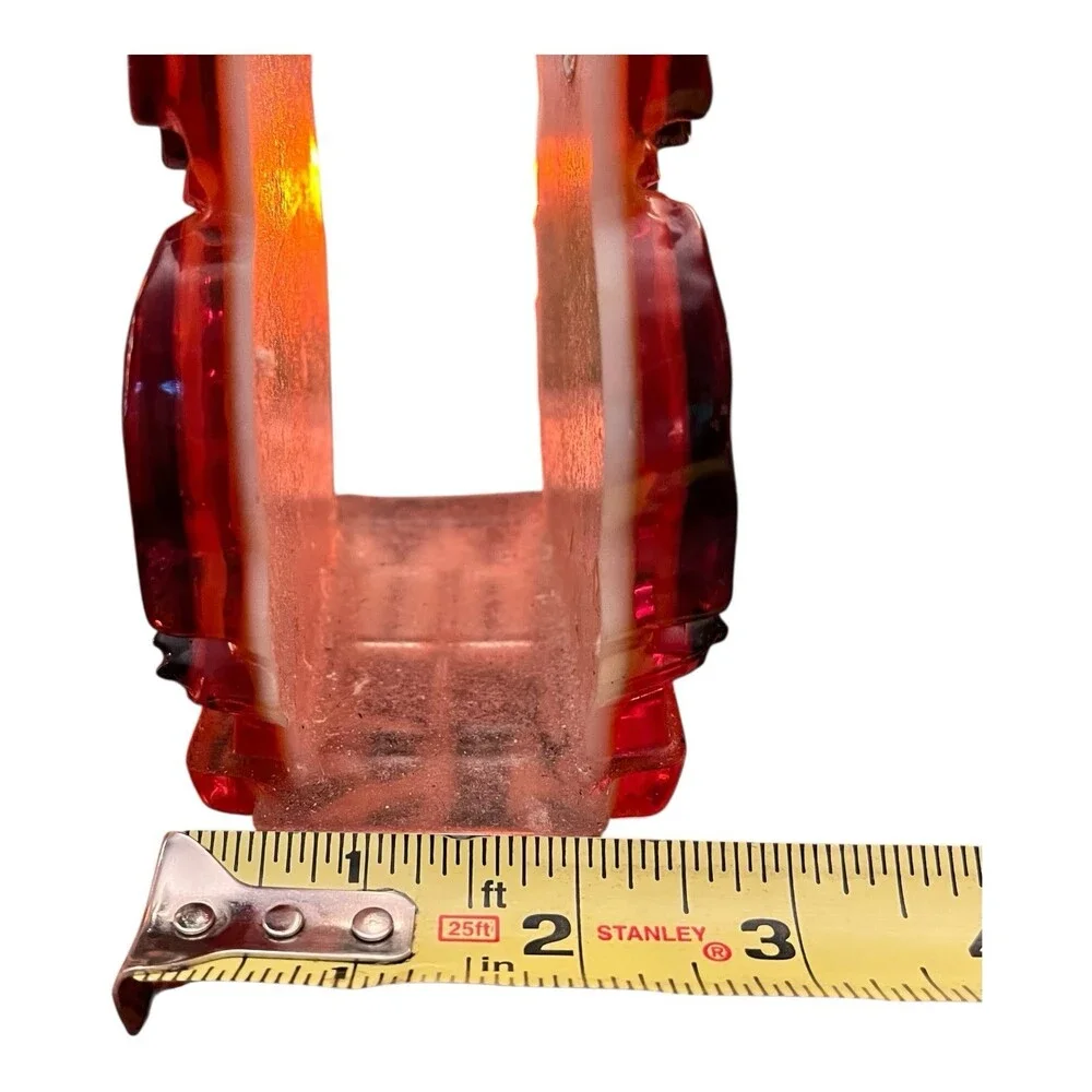 VTG Resin Lucite Hoot Owl Napkin Holder Amber Slag Acrylic MCM 5